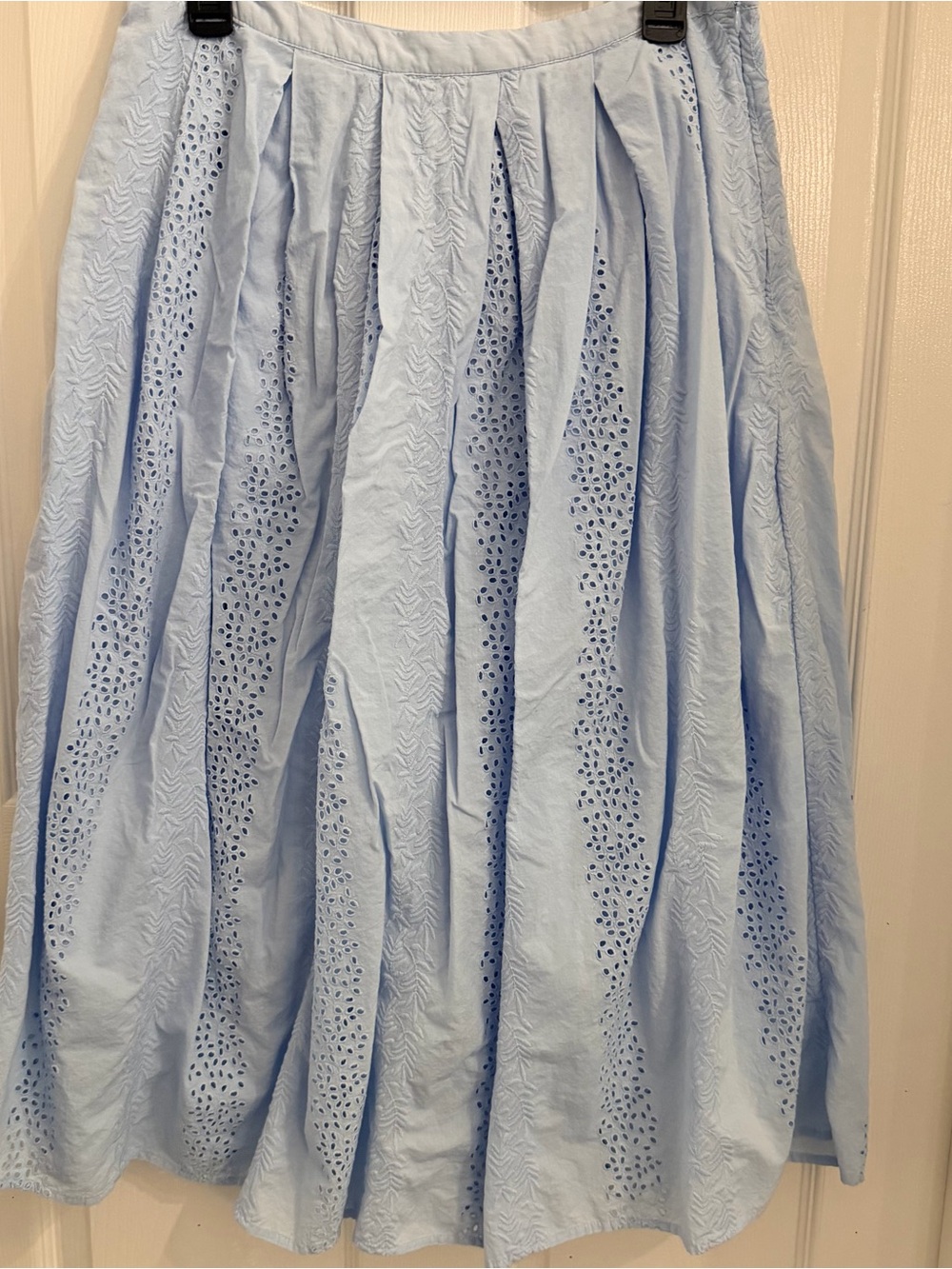 Pleated Light Blue Eyelet Midi Skirt On 34th